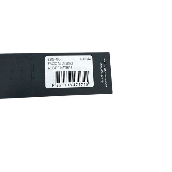 Lioness Fazio Skirt Set Tee Shirt Pinstripe Neutral Linen Nude White Size Medium - Picture 14 of 16